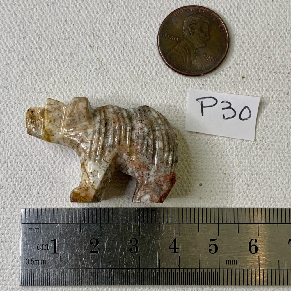 Soapstone Carved Bear Figurine Miniature Stone Spirit Animal Bear Carving 1.5" - Picture 13 of 14